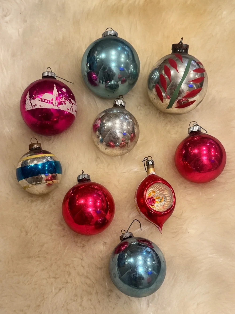 Lot of 9pcs Vintage 40-50s Shiny Brite Ornament’s